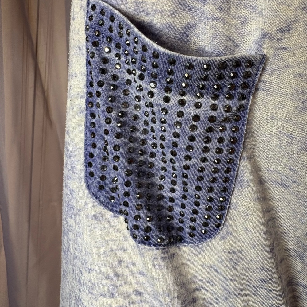 Guess Purple/White Tank Top with Navy Studded Pocket